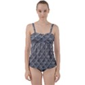 Grid Wire Mesh Stainless Rods Twist Front Tankini Set View1