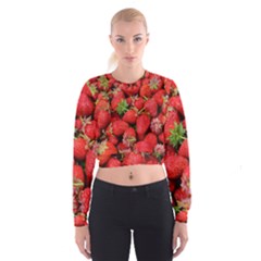 Strawberries Berries Fruit Cropped Sweatshirt by Nexatart