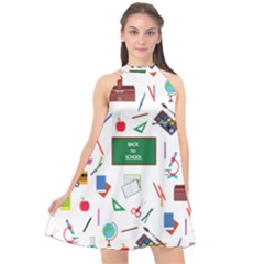 Back To School Halter Neckline Chiffon Dress  by Valentinaart