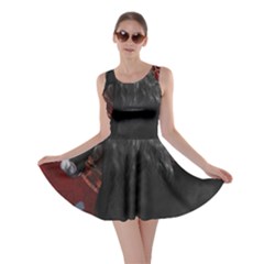 Awesmoe Black Horse With Flowers On Red Background Skater Dress by FantasyWorld7