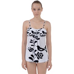 Birds Flower Rose Black Animals Babydoll Tankini Set by Mariart