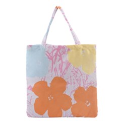 Flower Sunflower Floral Pink Orange Beauty Blue Yellow Grocery Tote Bag by Mariart