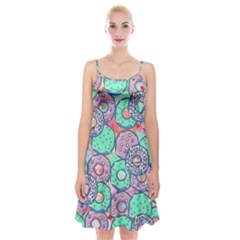 Donuts Pattern Spaghetti Strap Velvet Dress by ValentinaDesign