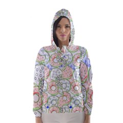 Donuts Pattern Hooded Wind Breaker (women) by ValentinaDesign