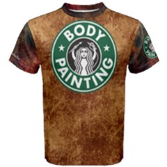  the Caffeinated Bodypainter Logo  - Men s Cotton Tee by livingbrushlifestyle