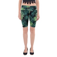 Tropical Pattern Yoga Cropped Leggings by ValentinaDesign