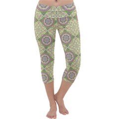 Oriental Pattern Capri Yoga Leggings by ValentinaDesign