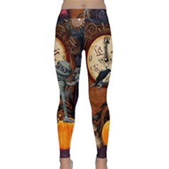 Funny Mummy With Skulls, Crow And Pumpkin Classic Yoga Leggings by FantasyWorld7