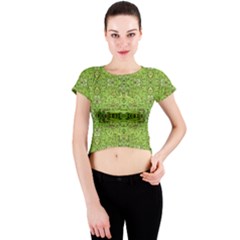 Digital Nature Collage Pattern Crew Neck Crop Top by dflcprints