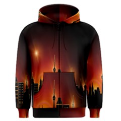 Gold Golden Skyline Skyscraper Men s Zipper Hoodie by BangZart