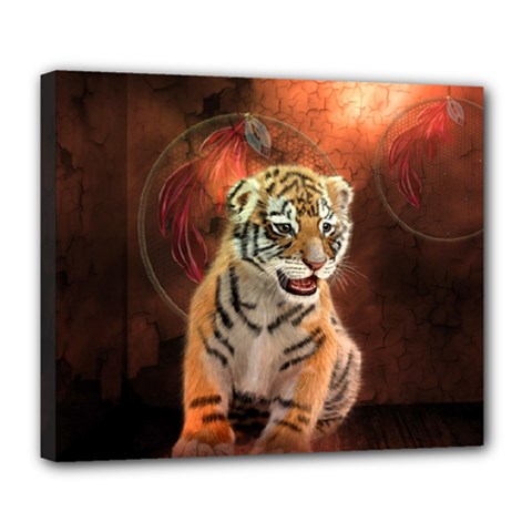 Cute Little Tiger Baby Deluxe Canvas 24  X 20   by FantasyWorld7