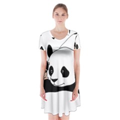 Girl And Panda Short Sleeve V-neck Flare Dress by Valentinaart