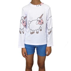 Unicorn Sheep Kids  Long Sleeve Swimwear by Valentinaart