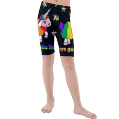 Unicorn Sheep Kids  Mid Length Swim Shorts by Valentinaart
