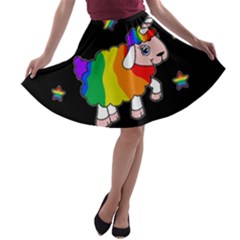 Unicorn Sheep A-line Skater Skirt by Valentinaart