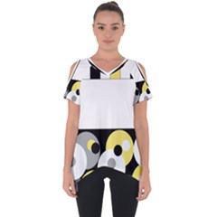 Black, Gray, Yellow Stripes And Dots Cut Out Side Drop Tee by digitaldivadesigns