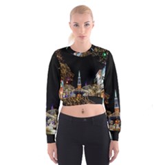 Church Decoration Night Cropped Sweatshirt by Nexatart