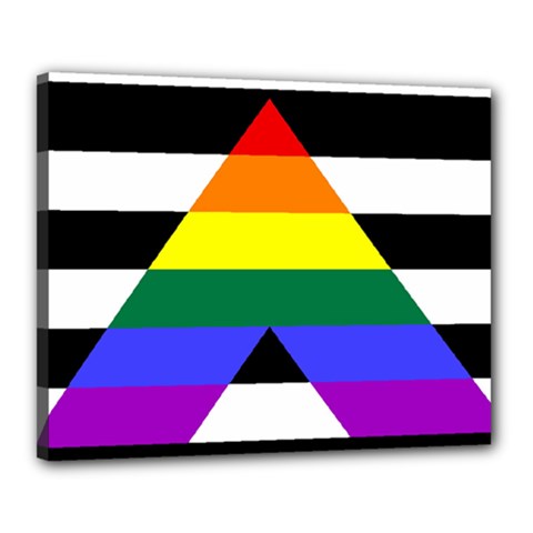 Straight Ally Flag Canvas 20  X 16  by Valentinaart