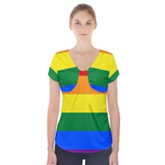 Pride Flag Short Sleeve Front Detail Top by Valentinaart