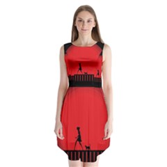 Girl Cat Scary Red Animal Pet Sleeveless Chiffon Dress   by Nexatart