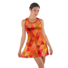 Red Hot Triangle Tile Mosaic Cotton Racerback Dress by Nexatart