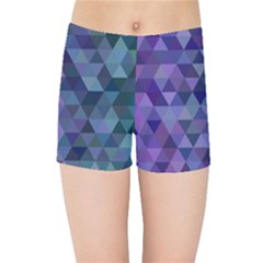 Triangle Tile Mosaic Pattern Kids Sports Shorts by Nexatart