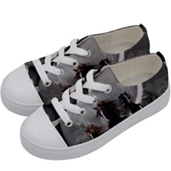 Awesome Wild Black Horses Running In The Night Kids  Low Top Canvas Sneakers by FantasyWorld7