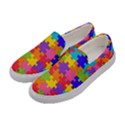 Funny Colorful Purple Pink Orange Yellow Blue Solved Jigsaw Puzzle Women s Canvas Slip Ons View2