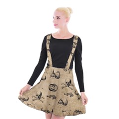 Vintage Halloween Pattern Suspender Skater Skirt by Valentinaart