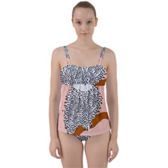 Animals Bird Owl Pink Polka Dots Twist Front Tankini Set by Mariart