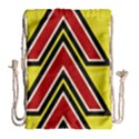 Chevron Symbols Multiple Large Red Yellow Drawstring Bag (Large) View1