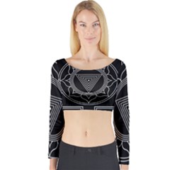 Kali Yantra Inverted Long Sleeve Crop Top by Mariart