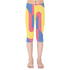 Rainbow Sign Yellow Red Blue Retro Kids  Capri Leggings  by Mariart