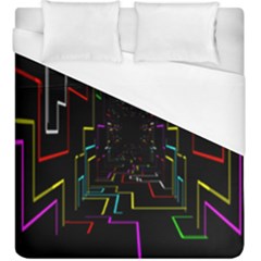 Seamless 3d Animation Digital Futuristic Tunnel Path Color Changing Geometric Electrical Line Zoomin Duvet Cover (king Size) by Mariart