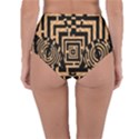 Wooden Cat Face Line Arrow Mask Plaid Reversible High-Waist Bikini Bottoms View2