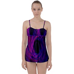 Black Hole Rainbow Blue Purple Babydoll Tankini Set by Mariart