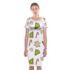 Ginger Cookies Christmas Pattern Classic Short Sleeve Midi Dress by Valentinaart