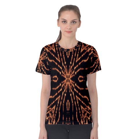 Golden Fire Pattern Polygon Space Women s Cotton Tee by Mariart