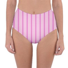 Line Pink Vertical Reversible High-waist Bikini Bottoms by Mariart