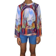 Abstract Tunnel Kids  Long Sleeve Swimwear by NouveauDesign