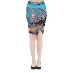 Modern Norway Painting Midi Wrap Pencil Skirt by NouveauDesign