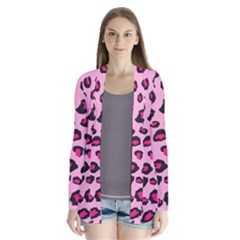 Pink Leopard Drape Collar Cardigan by TRENDYcouture