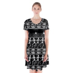 Halloween Pattern Short Sleeve V-neck Flare Dress by ValentinaDesign