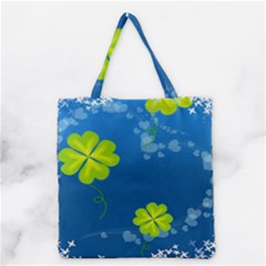 Flower Shamrock Green Blue Sexy Grocery Tote Bag by Mariart