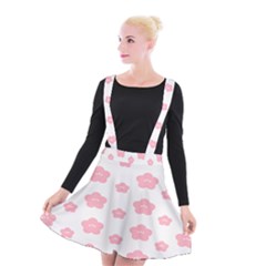 Star Pink Flower Polka Dots Suspender Skater Skirt by Mariart