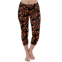 Pattern Halloween Jackolantern Capri Winter Leggings  by iCreate