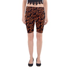 Pattern Halloween Jackolantern Yoga Cropped Leggings by iCreate