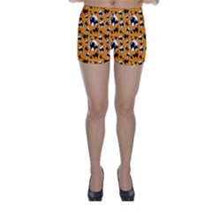 Pattern Halloween Black Cat Hissing Skinny Shorts by iCreate