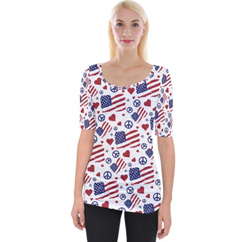 Peace Love America Icreate Wide Neckline Tee by iCreate