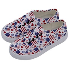 Peace Love America Icreate Kids  Classic Low Top Sneakers by iCreate